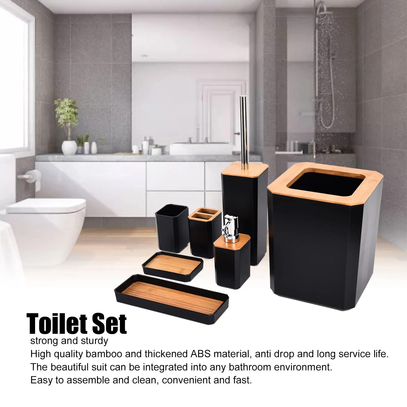 

Bamboo Bathroom Accessories Set Soap Box Toothbrush Holder Kit for Home Hotel Bathroom Accessories Kit Home Supplies