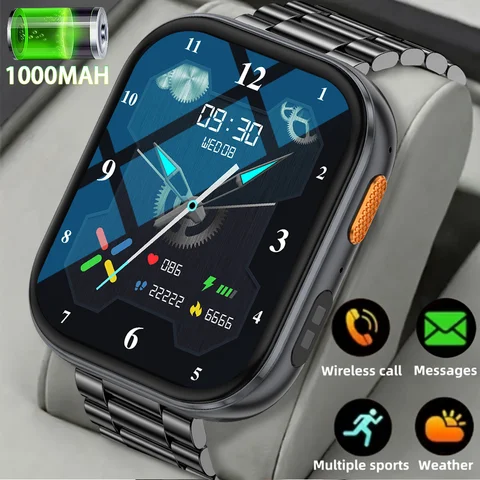 New 1000mAh Battery Smart Watch Women Heart Rate Sleep Monitoring Bluetooth Call IP68 Waterproof Smartwatch Men For Android IOS