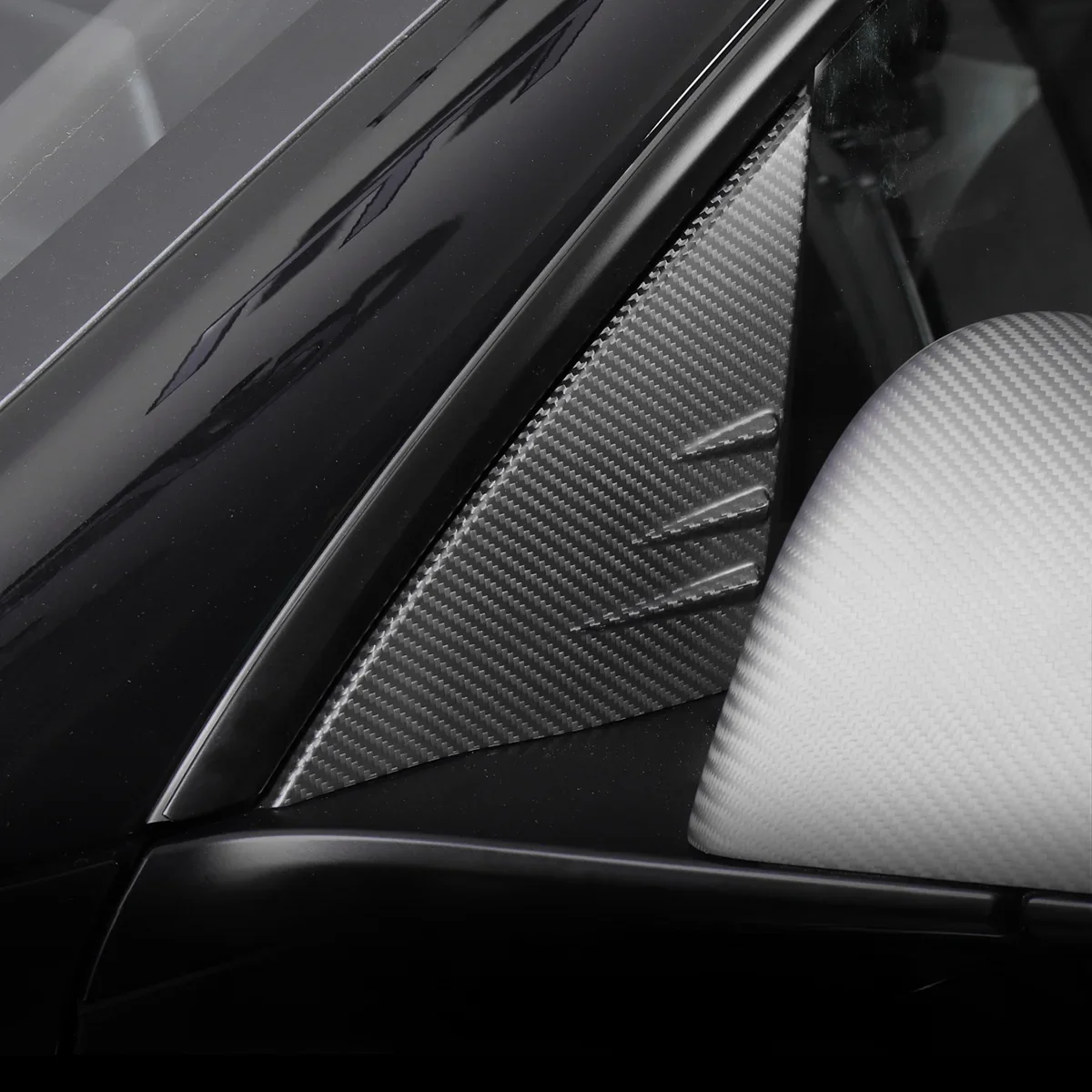 New！For Tesla Model Y 2020-2024 Auto Exterior Accessories Car Door Triangle Window A-pillar Carbon Fiber Decorative Pa