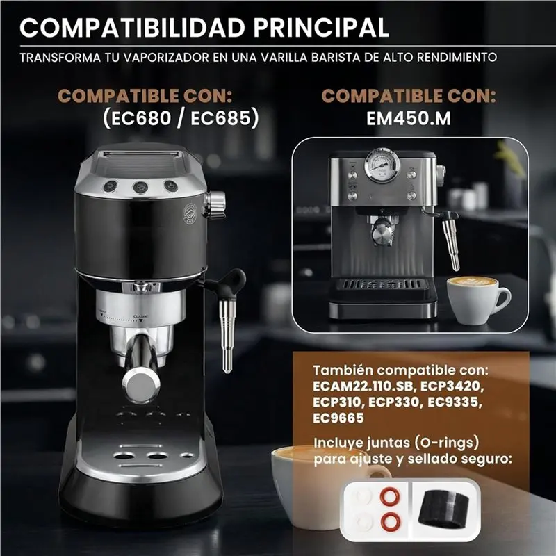 For Delonghi Dedica EC680, EC685 And EM450, M Stainless Steel Steam Nozzle 1 Mm Frothing Nozzle For Espresso Machine