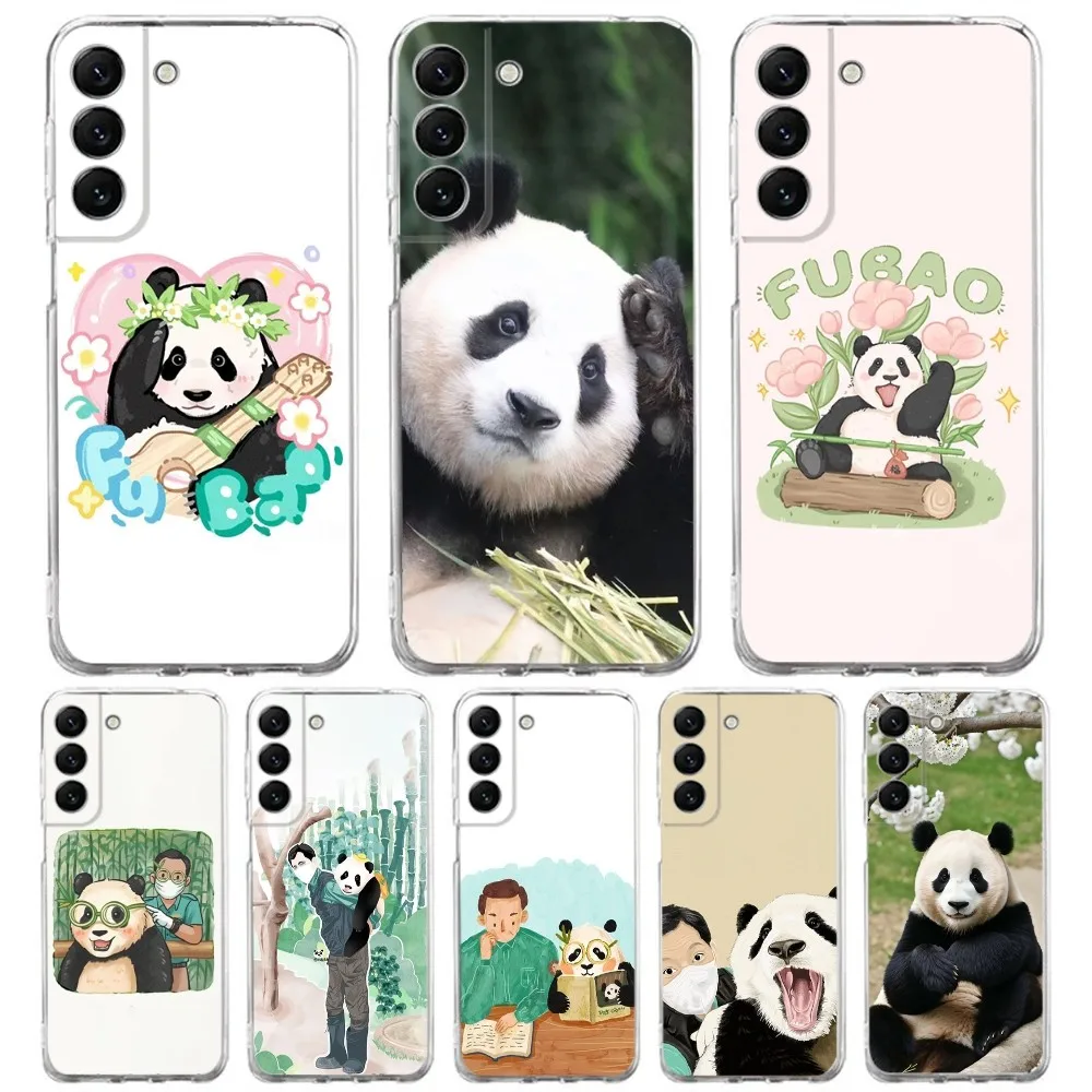 FuBao Panda Phone Case Silicone For Samsung S30,S23,21,22,20 Ultra,S20 FE lite,S10,9,PIus Note20ultra Cover Clear