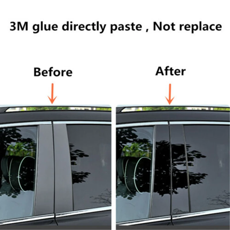 6Pcs/set Car Door Window Pillar Posts Trim Covers Sticker Glossy Black for Chevrolet Impala carbon fibre 2014-2020 accessories