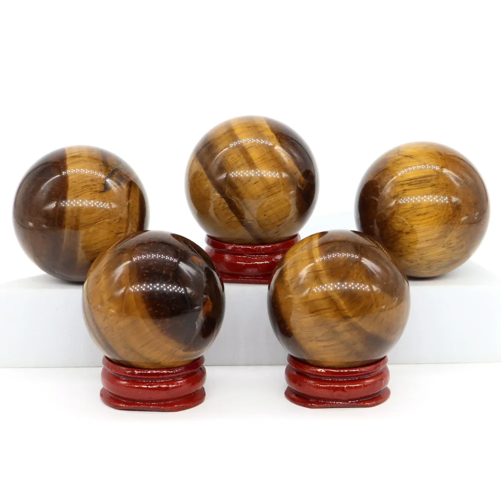 40mm Natural Stone Tiger Eye Crystal Ball Quartz Sphere Reiki Healing Energy Gemstone Wicca Massaging Globe Feng Shui Home Decor