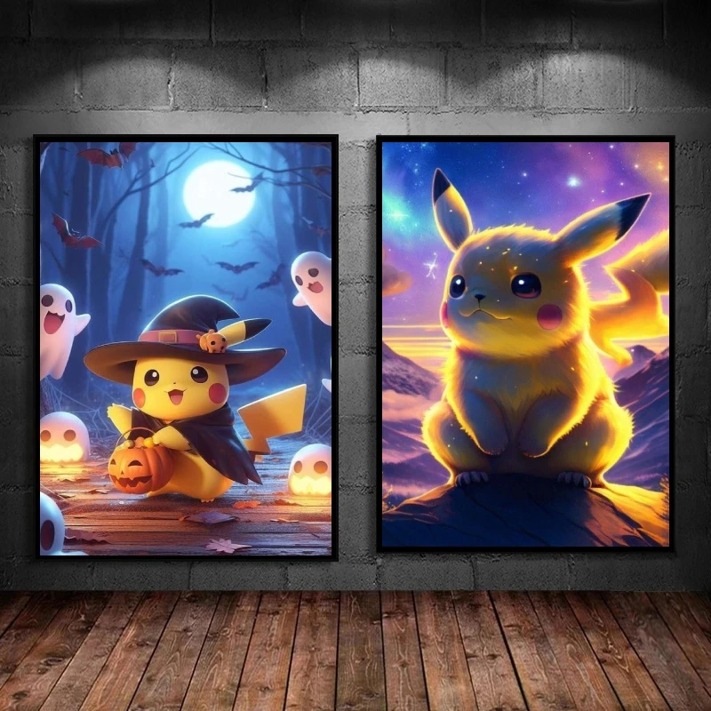 

Canvas Prints Modular Painting Friends Pokemon Pikachu Decoration Paintings Modern Living Room Cartoon Character Picture Wall