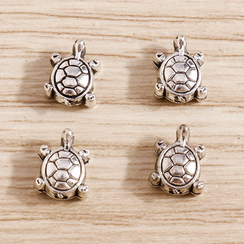 50 Stück süße Mini-Legierung Schildkröte lose Spacer-Charms Perlen für Schmuckherstellung DIY Armbänder Halsketten handgefertigte Bastelzubehör – Detail 4