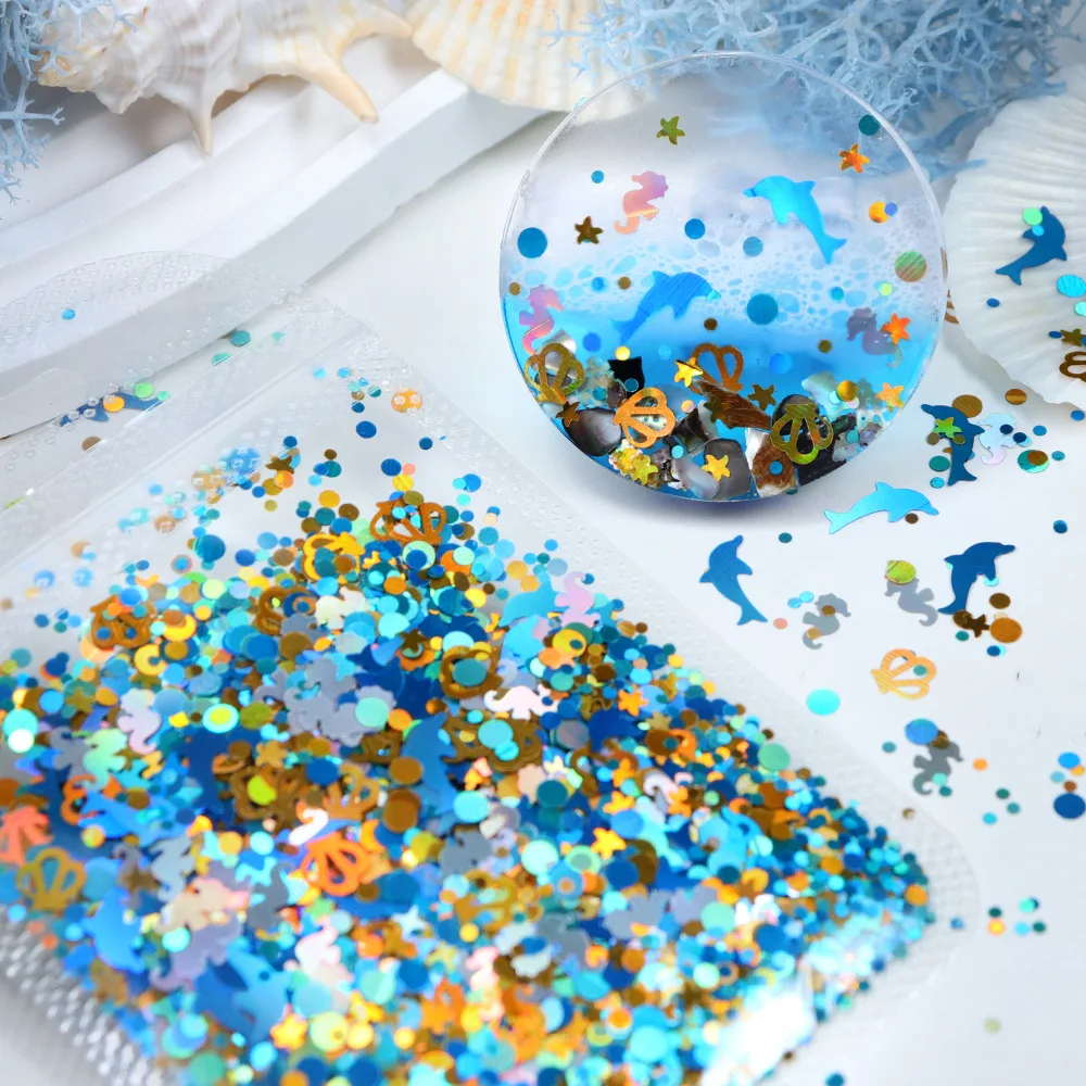 5g Ocean Nail Figures Sequins Glitter Shell Dolphin Mixed Sticker Bulk Paillettes DIY Filling Making Crafts Charms Decoration