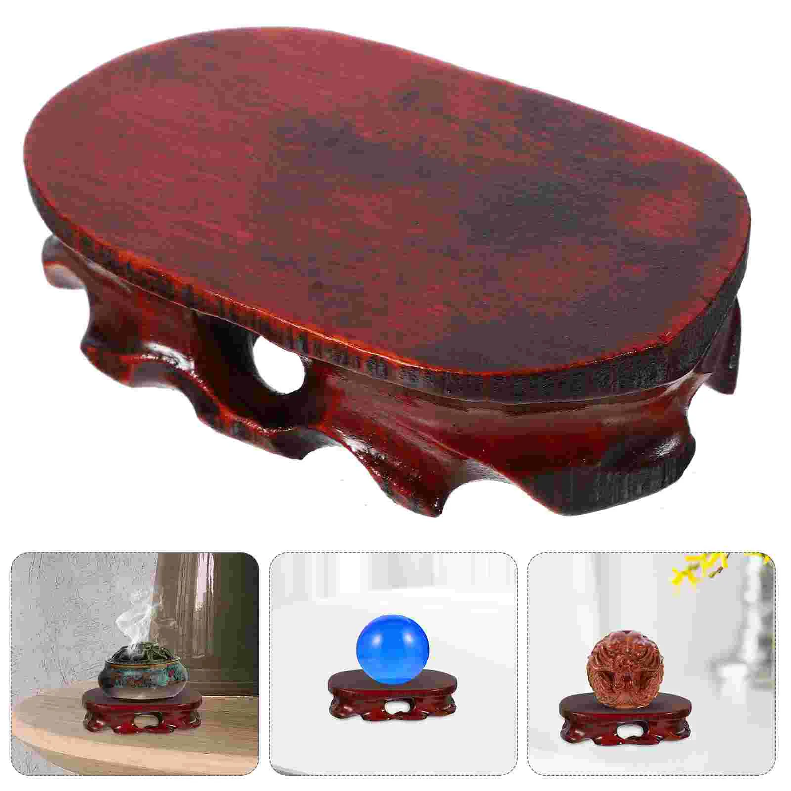 

2 Pcs Ornaments and Crafts Base Stable Display Stand Teapot Plant Buddha Statue Tabletop Wood Wooden Figurine