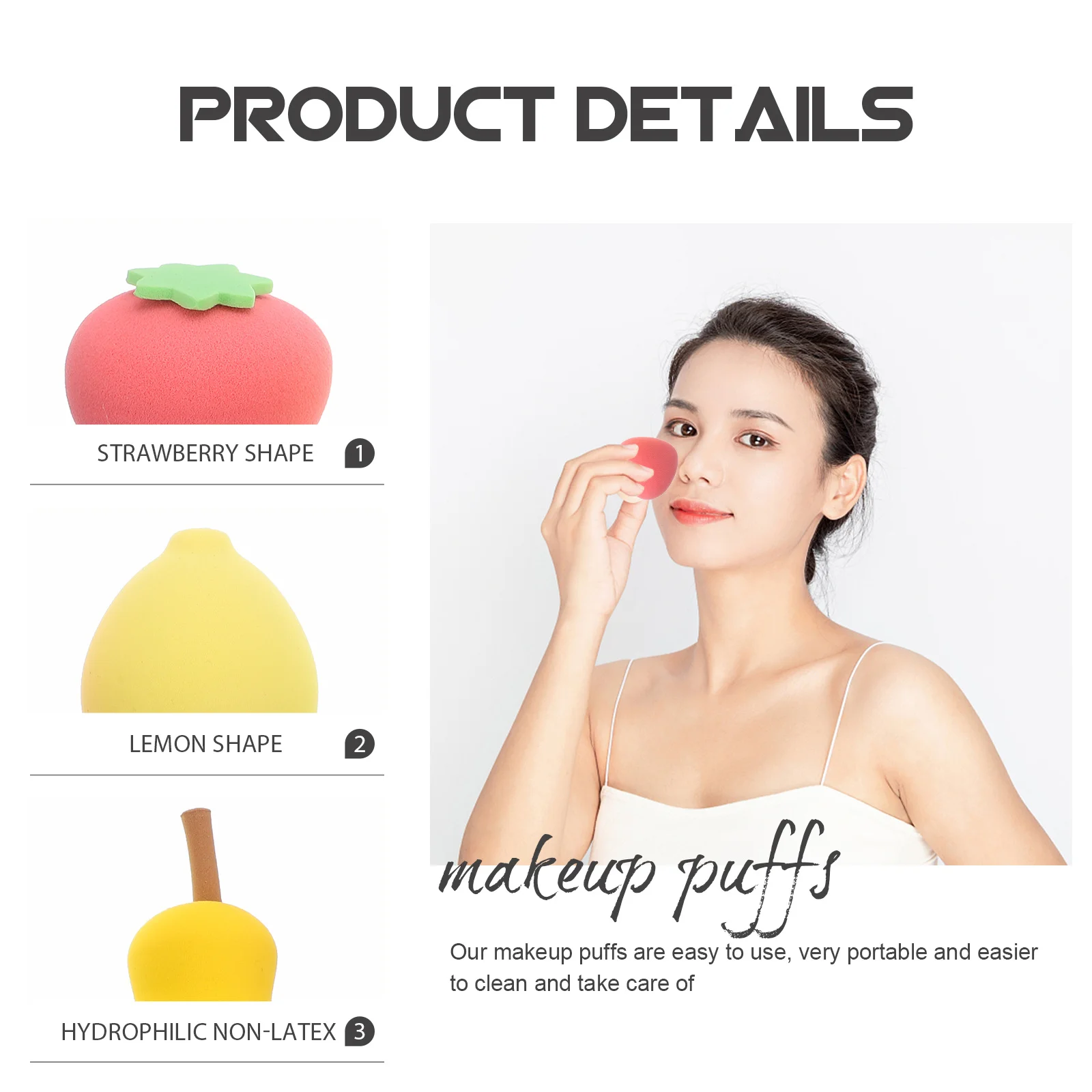 4Pcs Small Fruit Makeup Sponges Supple Powder for Face Foundation Cream Concealer Even Application No Marks Women Beauty