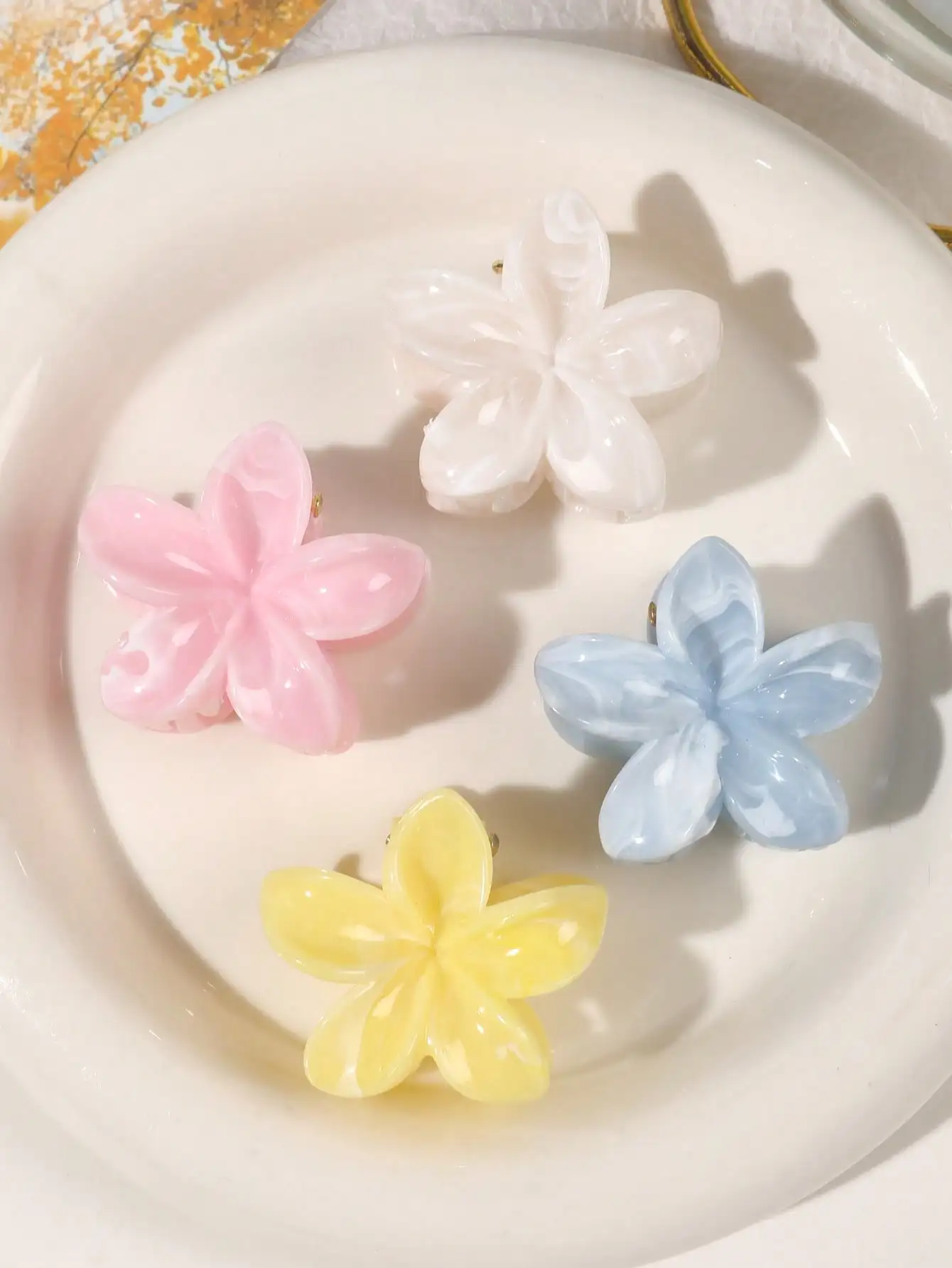 4 Stück mehrfarbige Blumen-Haarklammern für Frauen und Mädchen, rutschfest, niedlich, modisch, Haarschmuck, kleine Haarnadel, Krabben-Haarspange-Stil – Detail 31