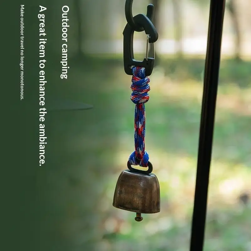 Outdoor-Metall-Bärenklingeln mit Paracord-Lanyard und Metallhaken zum Wandern, Camping und zum Abschrecken von Tieren – Detail 5