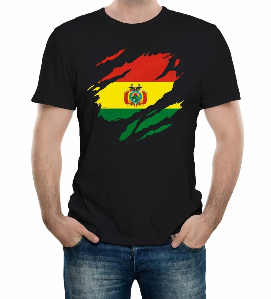 

Torn Bolivia Flag Mens T-Shirt Bolivian National Support Graphic T-shirts for Men Clothing Women Short Sleeve Tees Y2K Tops