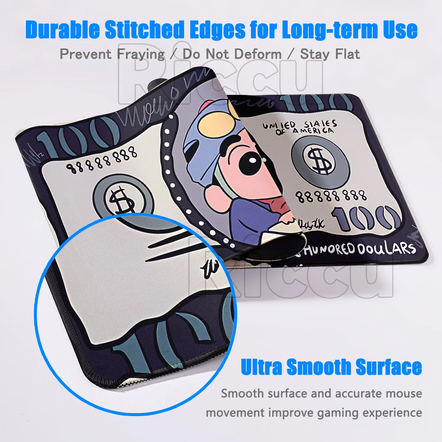 Pastelli Shinchans XL Tappetino per mouse 90x40 cm Stampa HD Tappetino da scrivania da gioco con bordo di bloccaggio Tappetino per tastiera PC antiscivolo per computer Gamer