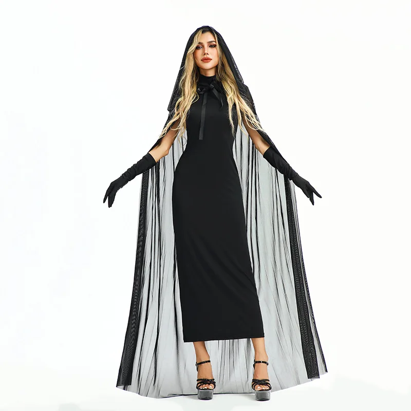 

Halloween Costume Cosplay Vampire Sexy Babes European American Tight Robe Witch Medieval Shawl Cape Dress