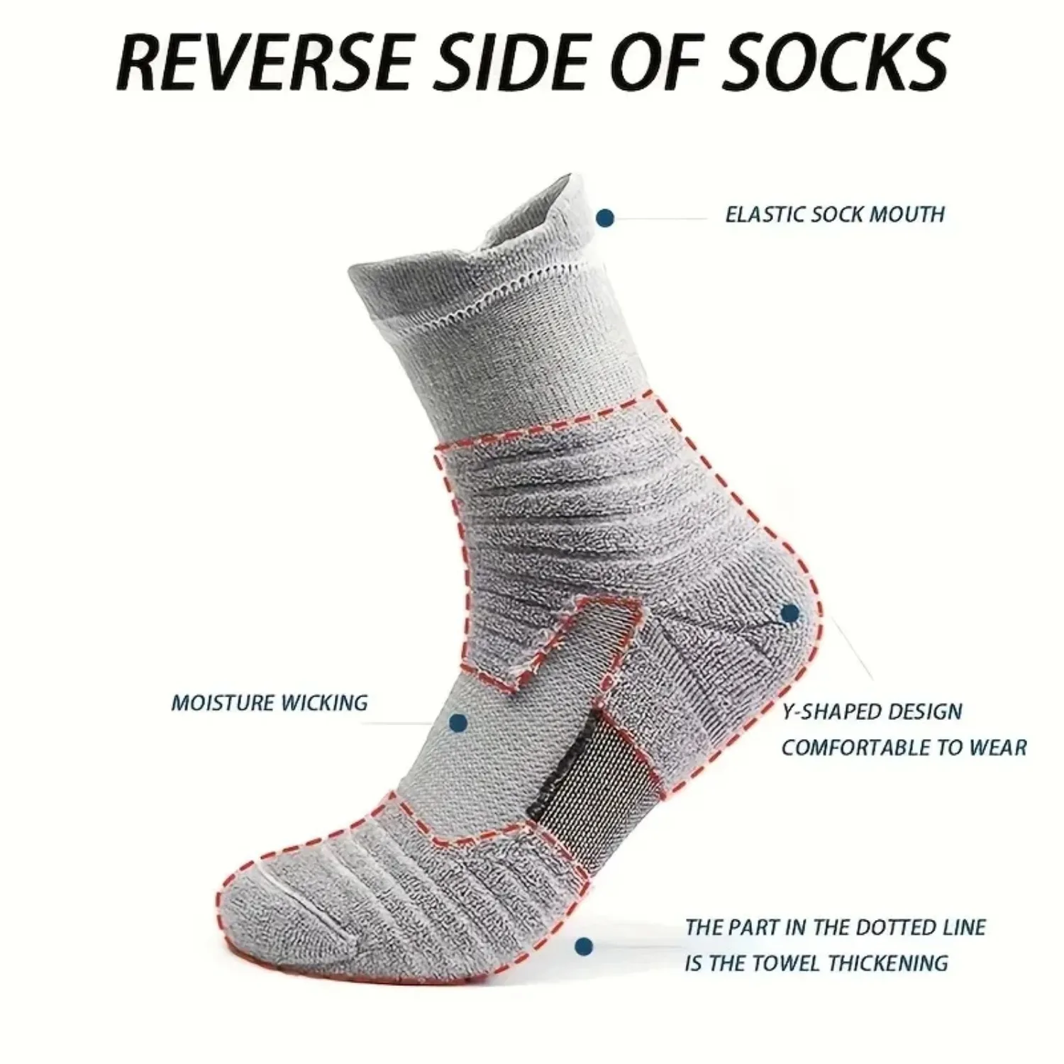 3 Paar Herren-Komfortsocken mit Polsterung für Sport und Outdoor-Aktivitäten – Detail 7