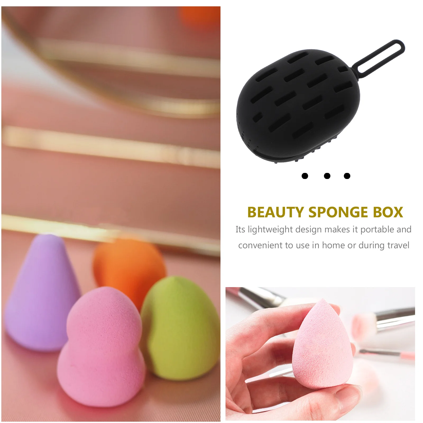 

Travel Makeup Sponge Box Silicone Lightweight Compact Breathable Beauty Sponge Holder Makeup Blender Storage Case