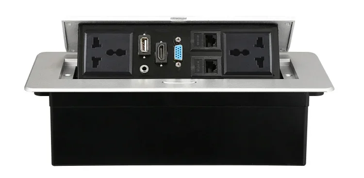 Office Flip Desk Socket Hidden Conference Desktop Socket Pop-up Socket Aluminum Power Box