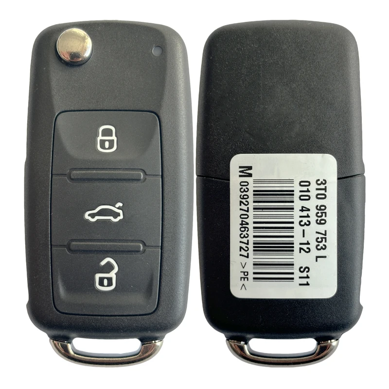 AK001053 PN 3T0 959 753 L For Skoda 3 Button Flip Remote Key 434MHz 48 Chip 3T0 837 202 L 2011DJ4106