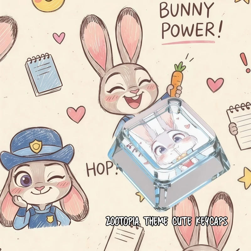 

Zootopia Theme Keycaps Single Cartoon Cute Cross Axis Hole Transparent PC Material XDA Highly Layered Keycap Anime Peripherals
