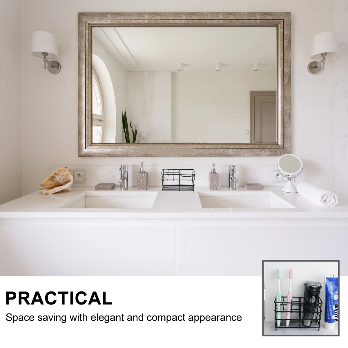 الفولاذ المقاوم للصدأ الحائط حامل فرشاة الأسنان لكمة خالية تصميم الحمام تخزين الرف فرشاة الأسنان كأس المنظم الرف #2