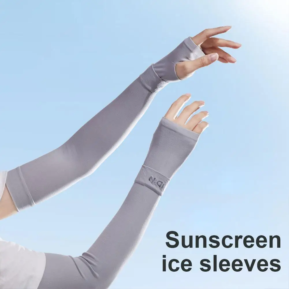 Summer Ice Silk Sleeves Driving Gloves Fingerless Warmer Arm Beach Color Outdoor Long Cool Arm So X0s0