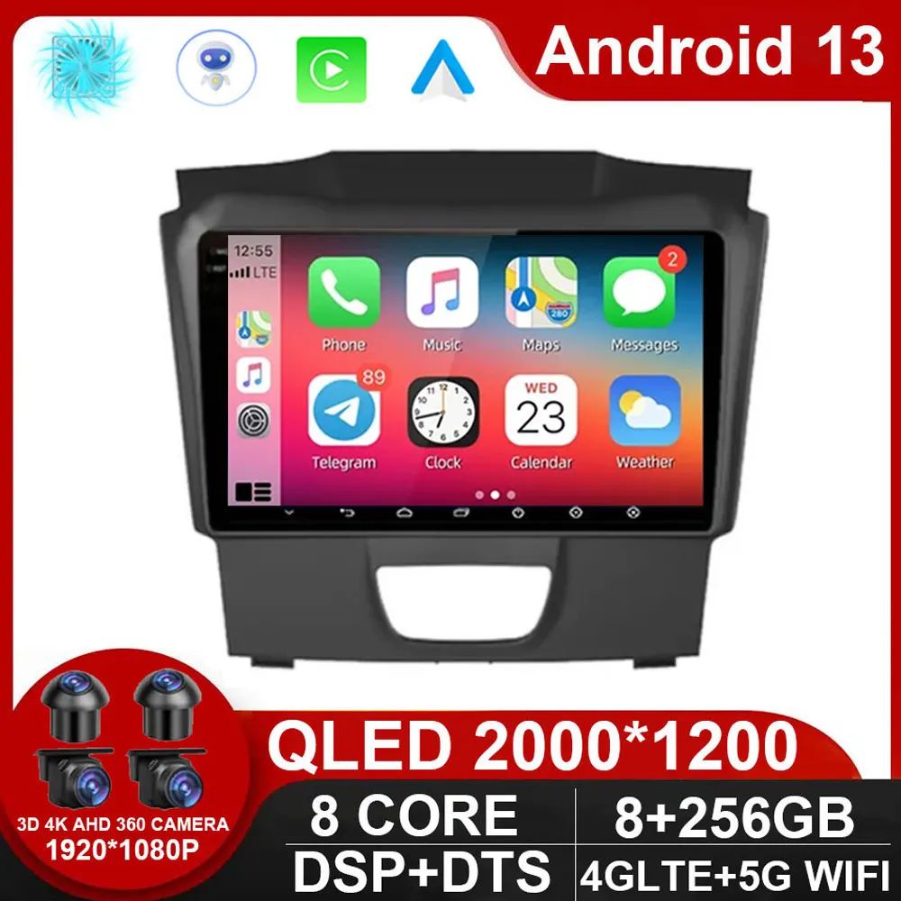 

Carplay Autoradio Android 13 Screen Auto Radio Multimedia Head Unit For Isuzu DMAX 2015-2019 Car Player Navigation GPS Stereo