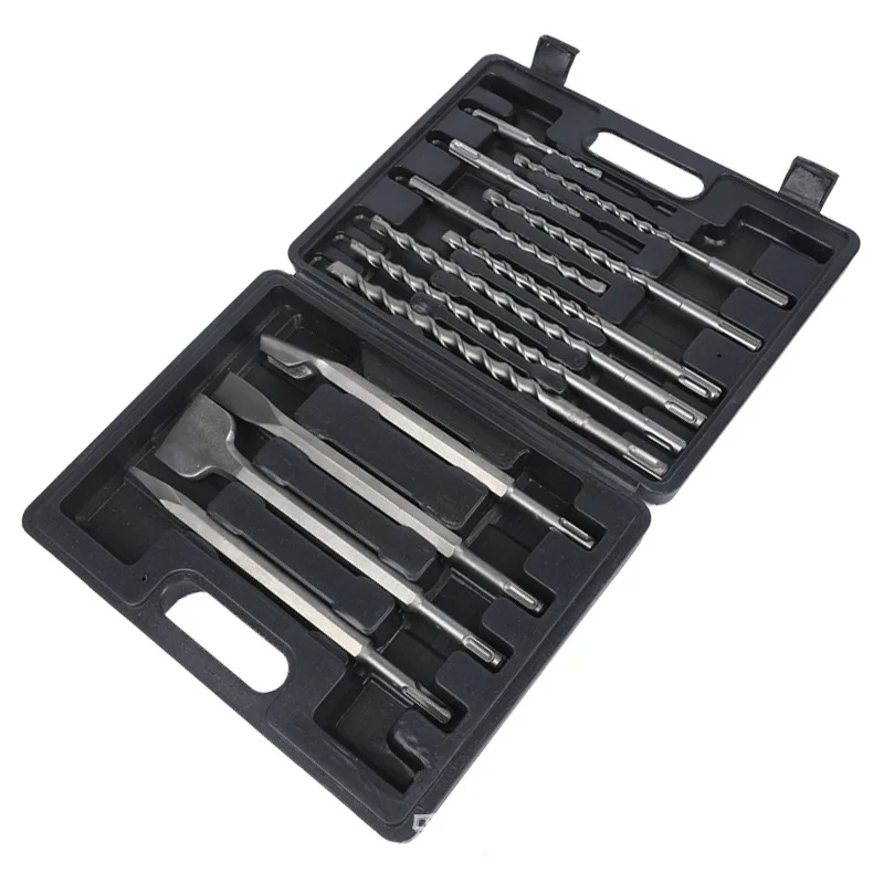 

Professional round handled electric hammer drill bit, steel chisel set of 13 pieces, concrete drilling, cement impact drilling