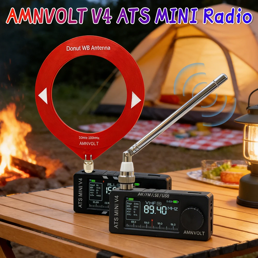 

Радиоприемник AMNVOLT V4 ATS MINI с усилителем для наушников, USB, транзисторный, карманный, с DSP Si4732, для использования в помещении и на улице