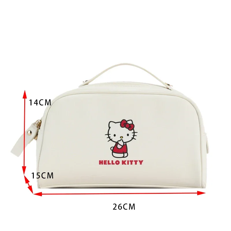 Hello Kitty Cartoon Cosmetic Bag Sanrio Portable Mommy Bag Lunch Box Oxford Storage Case Kuromi Purse Kawaii Box Makeup Pouch PU