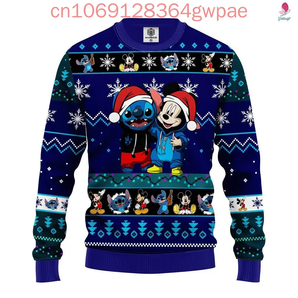 Disney Stitch Ugly Sweater Men\'s Women\'s 3d Sweater Tops Christmas Sweater Anime Xmas Gifts Christmas Sweater