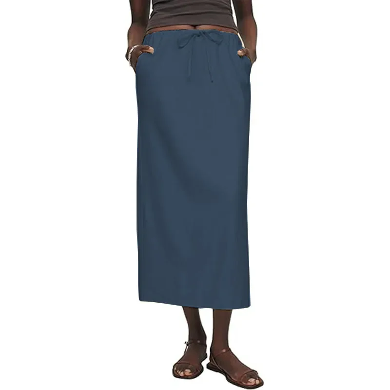 

Женские юбки с эластичной резинкой на талии, длинные юбки с разрезом