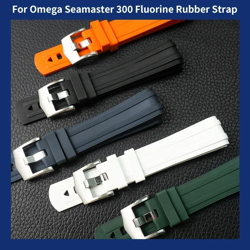 

Curved End 20mm Rubber Strap for Omega Seamaster 300 Replacement Wristband Bracelet Women Men Band Waterproof Watch Accessories