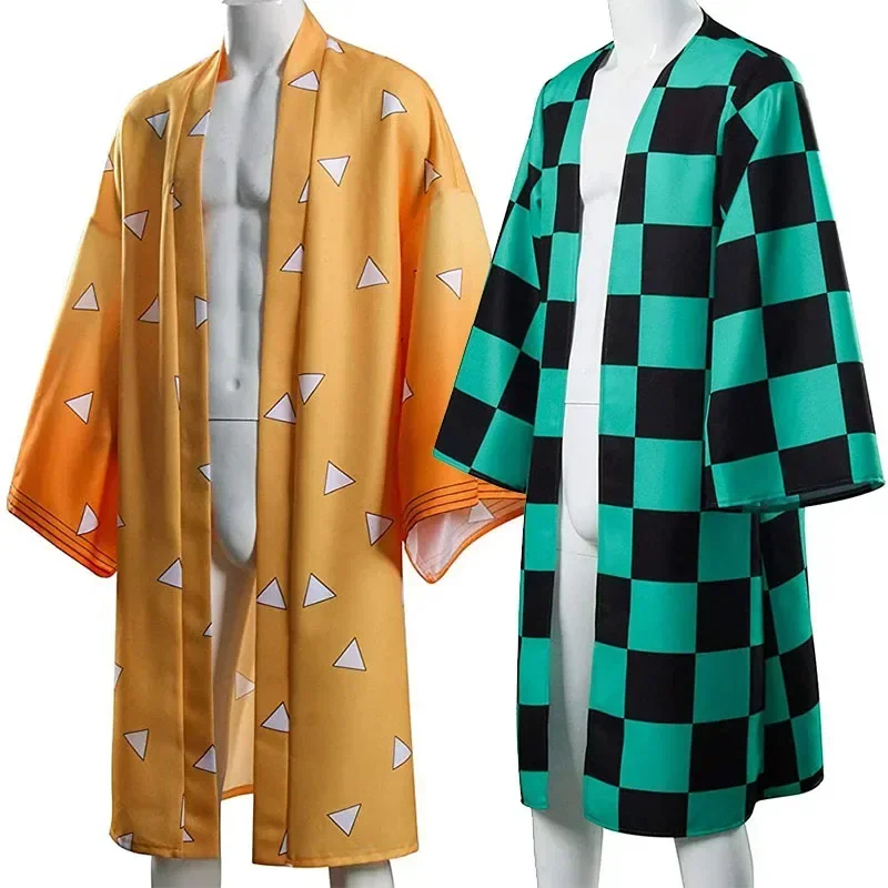 

Kimetsu No Yaiba Nezuko Tanjirou Kimono Haori Cloak Cosplay Costume Halloween Adult Child Anime Costumes Cape