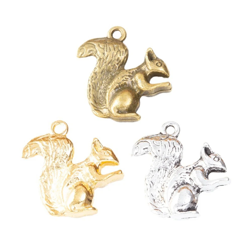 

50pcs/lot Jewelry Accessory Retro Alloy Squirrel Shaped DIY Charms Pendants