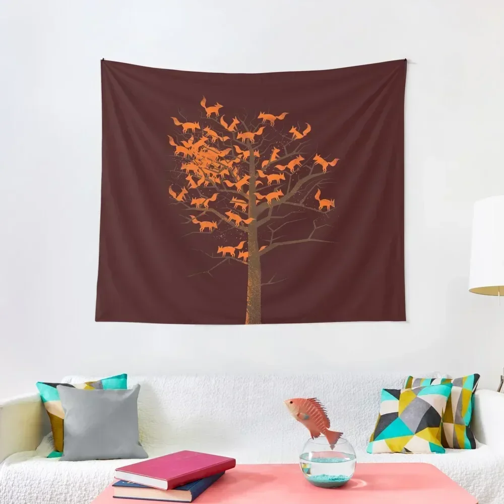 Blazing Fox Tree Tapestry Room Aesthetic Outdoor Decoration Christmas Decoration Tapestry