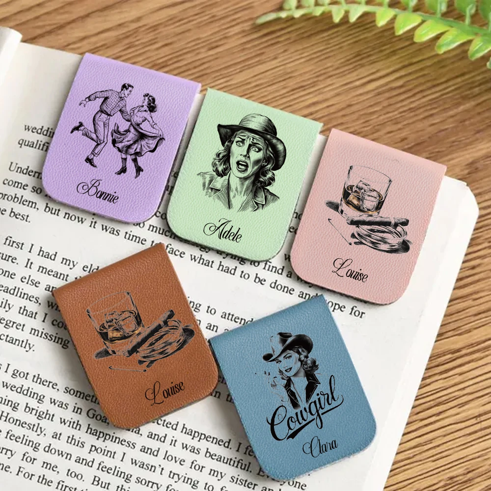 

1 personalized PU leather magnetic bookmark High end leather bookmark holiday gift, artistic small gift Library bookmarks, birt