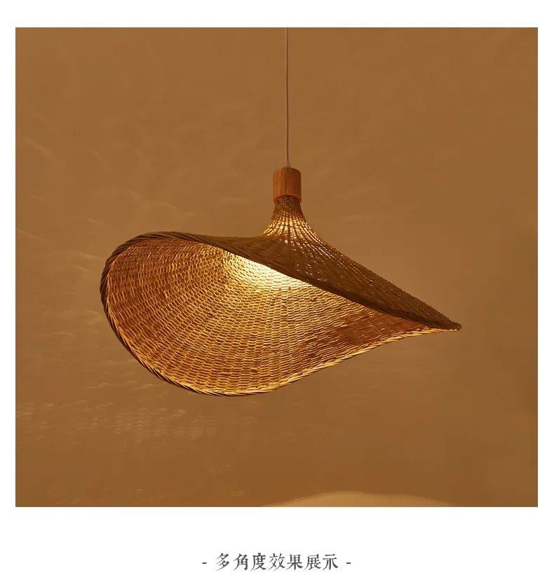 Modern Creative Straw Hat Chandelier Chinese Style Handmade Woven Bamboo Lamp Bamboo Chandelier Tea Room Rattan Hand-woven Lamps