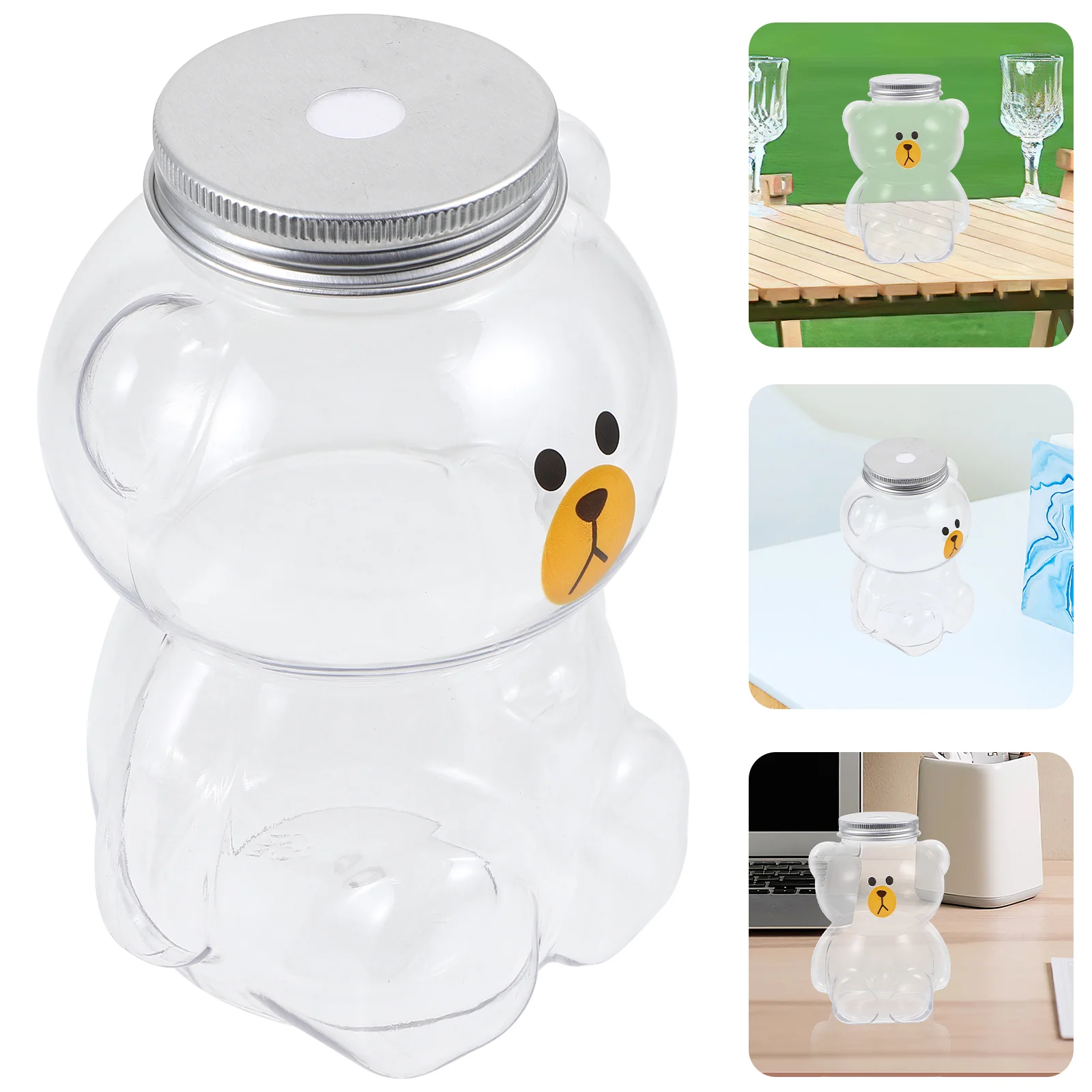 

5 Pcs Valentine Drinks Container Creative Water Juices Bottles Bear Empty Sitting