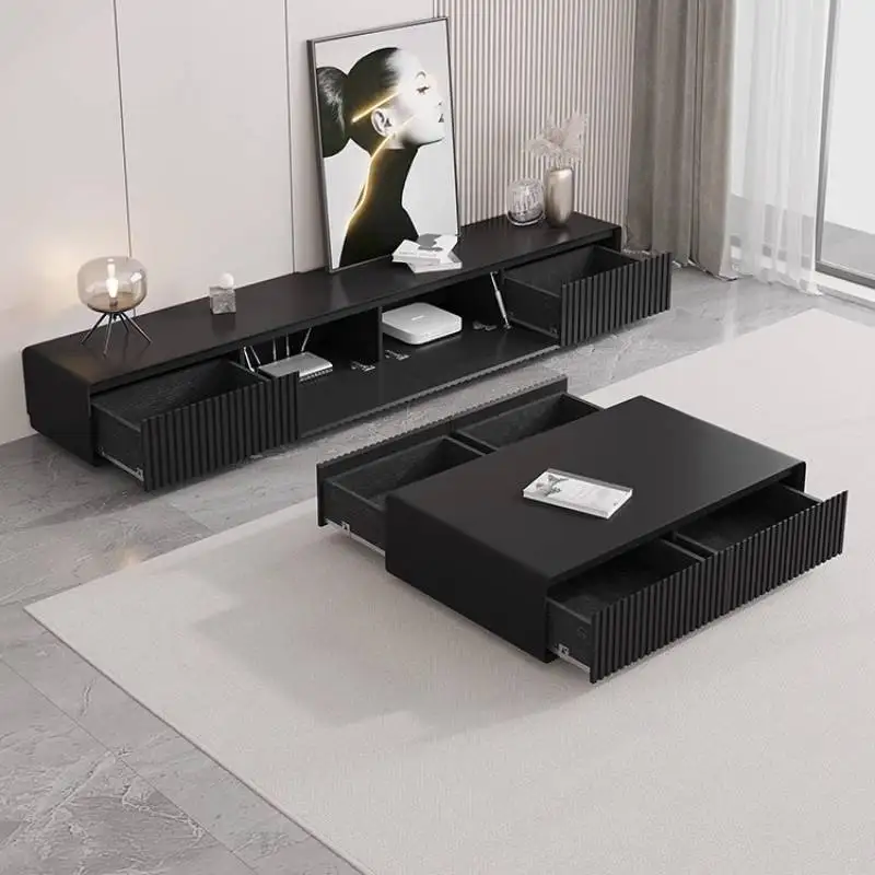 Minimalist Decor White Tv Cabinet Simple Luxury Living Room Tv Cabinet Modern Storage Black Szafka Pod Telewizor Furniture Home