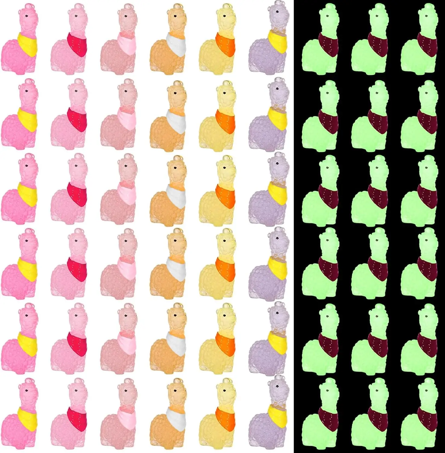 5/10 قطعة مضيئة صغيرة الراتنج الألبكة توهج في الظلام الألبكة اللاما الحيوانات الصغيرة أرقام Crafts بها بنفسك الحرف لحديقة الجنية