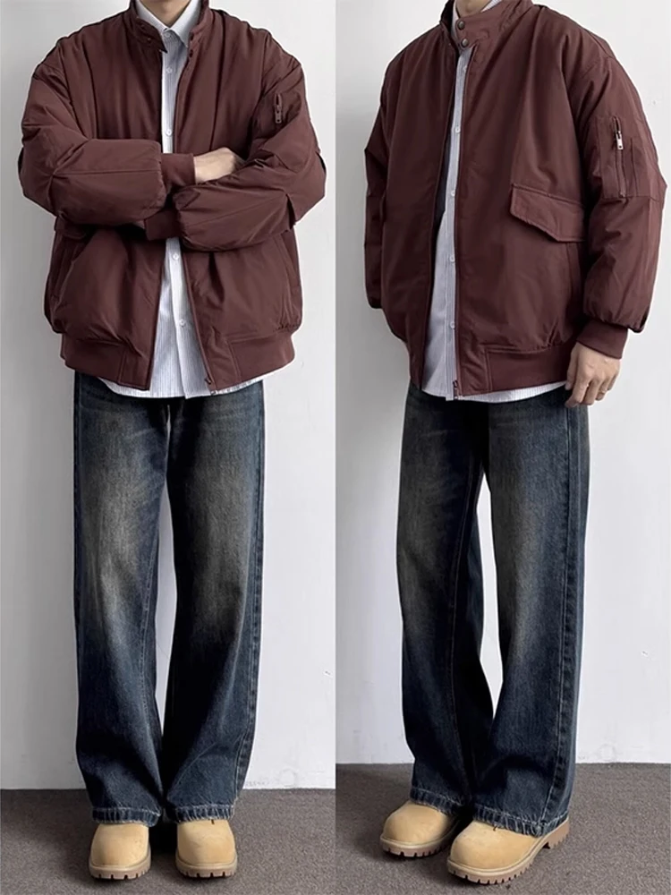 

Мужские джинсы Deep Blue с начесом, прямые, повседневные, рабочие, свободные, широкие штанины, в американском стиле, весна-осень