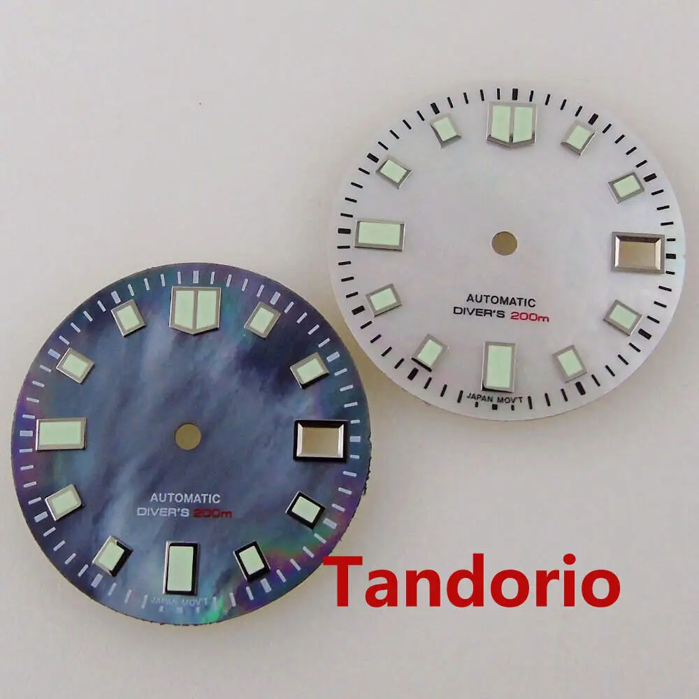 29mm Mother of Pearl Dial Face Fit NH35 NH35A NH36A 7s26 Automatic Movement Date Windown Luminous Index Watch Parts Accessories