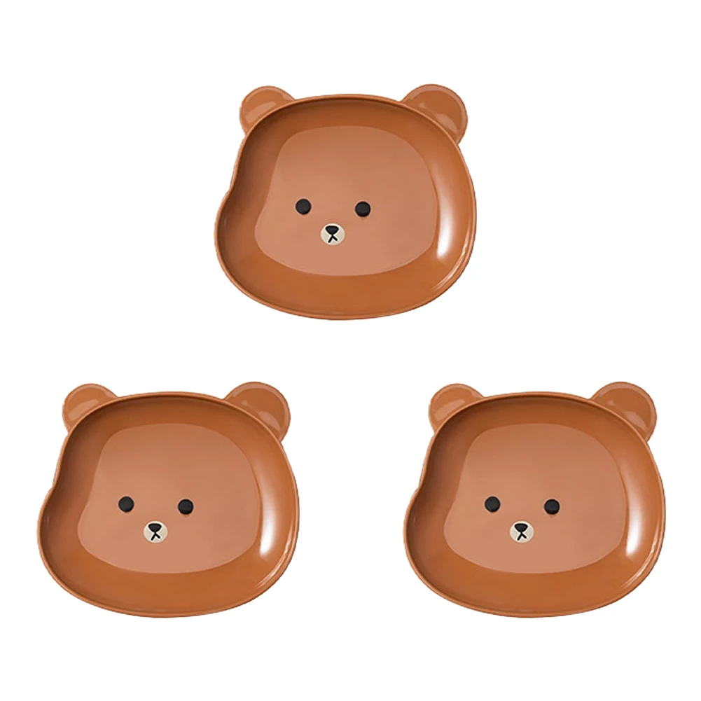 3Pcs Household spit bone dish cartoon bear bone dish to eat spit bone small plate snack small plate slag plate plate