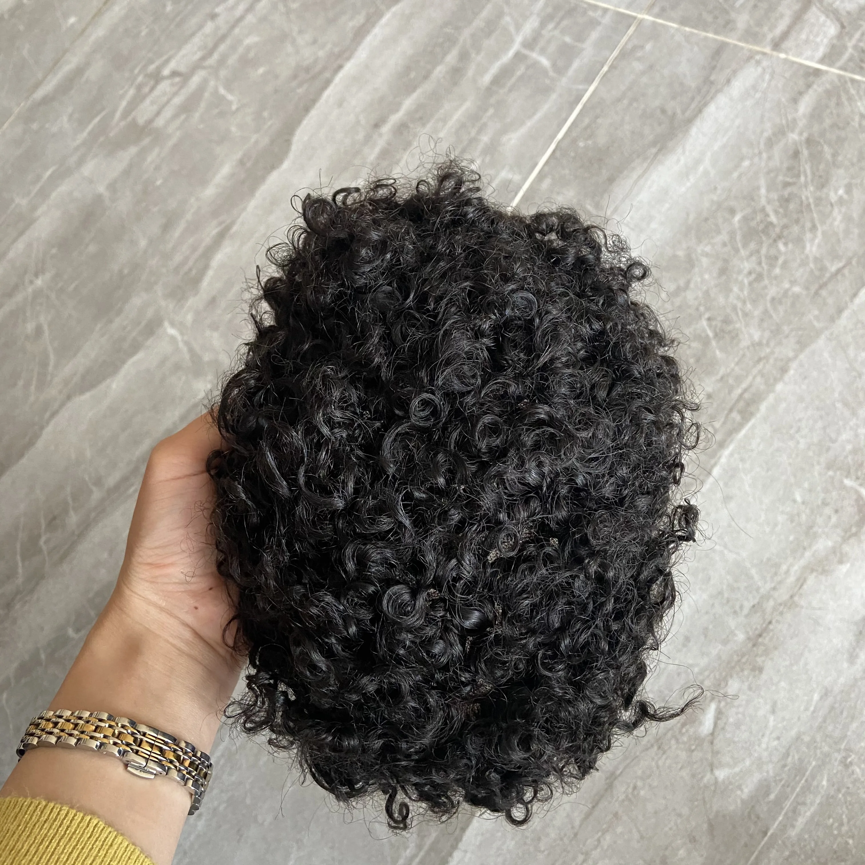 Best 8mm 10mm Afro Black Men Toupee 100% Human Hair Deep Weave Unit Kinky Curly Toupets Mono Lace&NPU Wig 360 Wave Prosthesis