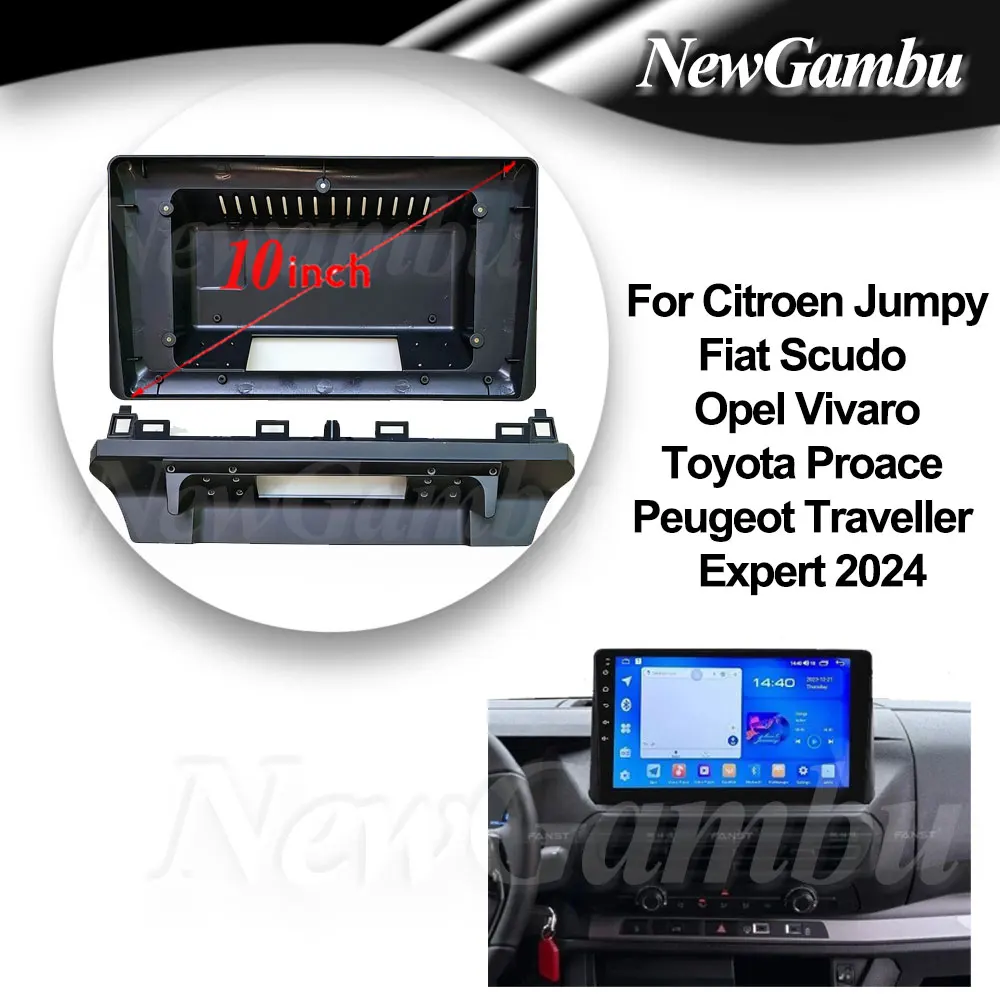 

10-дюймовый экран для Citroen Jumpy/Fiat Scudo/Opel Vivaro/Toyota Proace/Peugeot Traveller Expert 2024, без кабеля, аудио, Android, для автомобиля