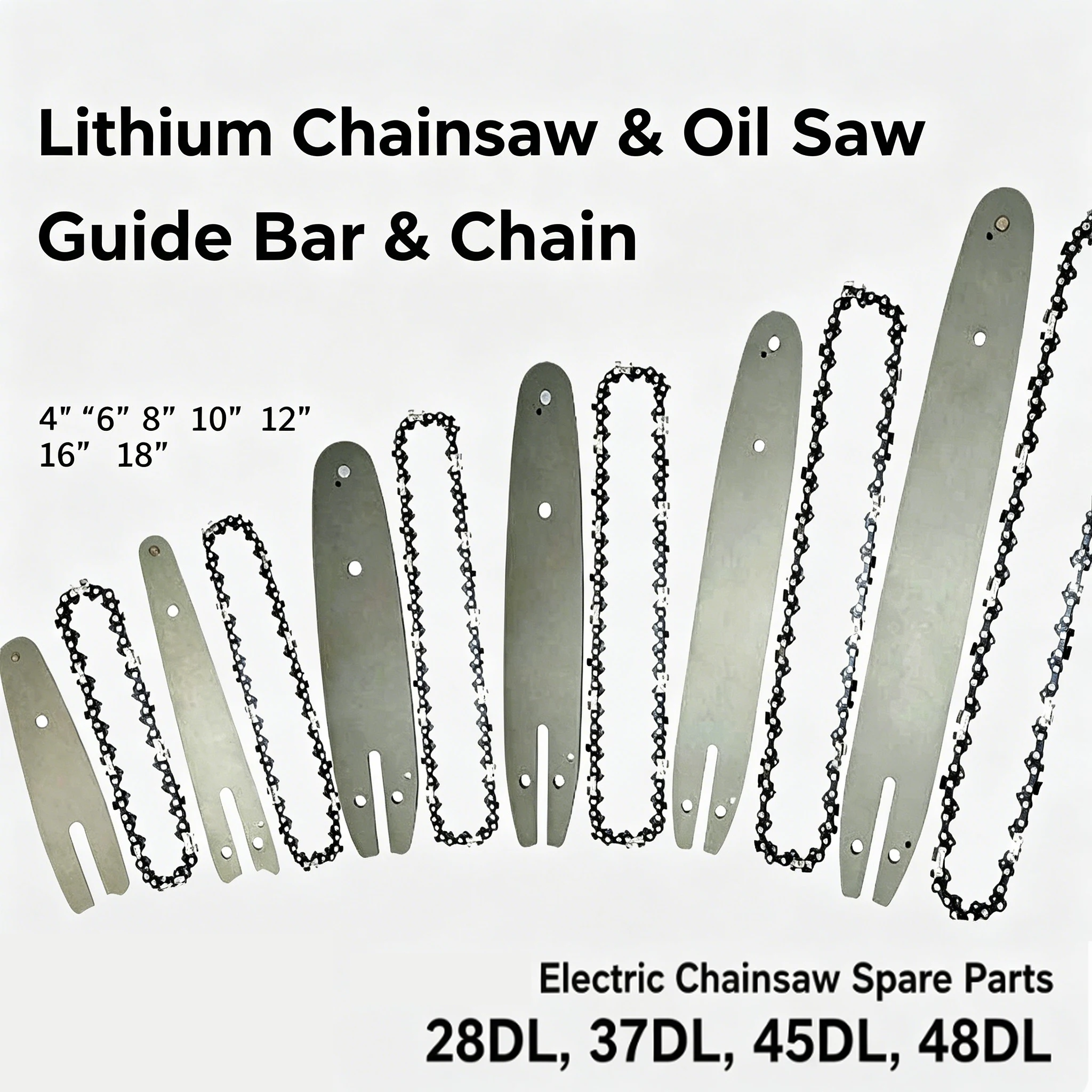 

4/6/8/10/12/16inch 1/4" .043" 28/37/45/48 ChainsawDL Semi Chisel Electric Chainsaw Chain SpareWood Branch Cutting House Hold