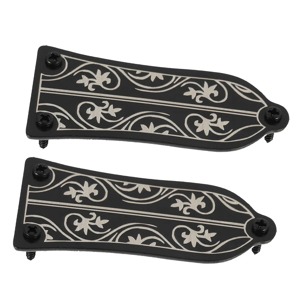 2Set Sleek Black Patterned Guitar Truss Rod Cover Replacement Parts for Electric Bass Guitar Neck Stability Enhancement