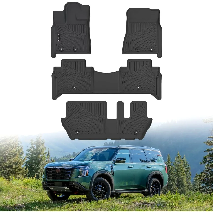 

Автомобильные коврики AllWeather для 8-местных автомобилей Nissan Armada и Infiniti QX80 2025 2026 с противоскользящим покрытием из резинового материала TPE