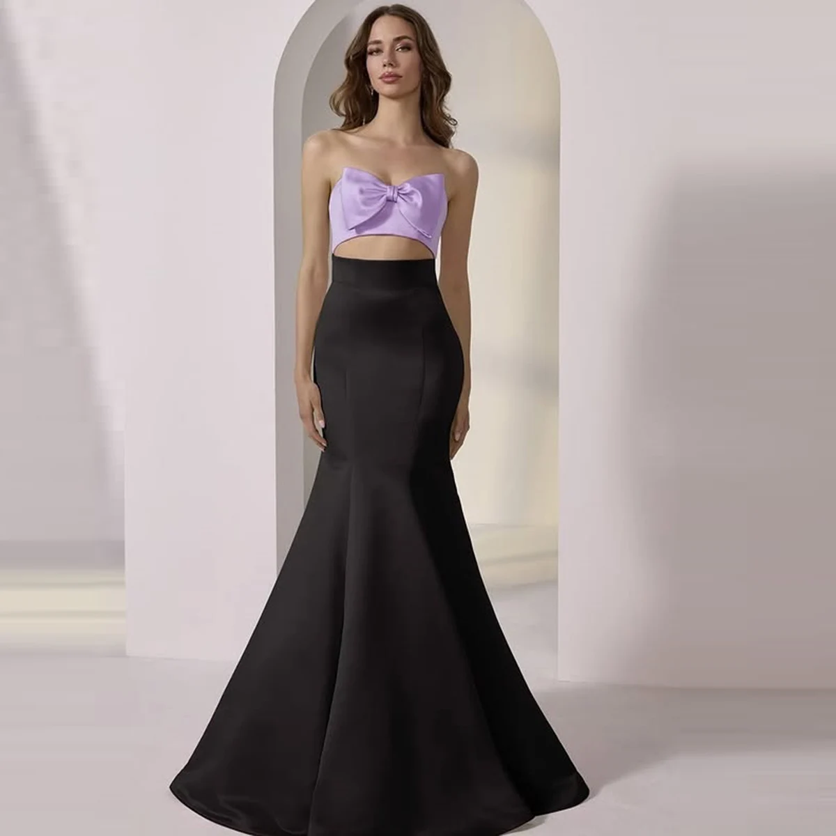

Black Satin Mermaid Long Skirt High Waist Floor Length Women Formal Skirt To Party