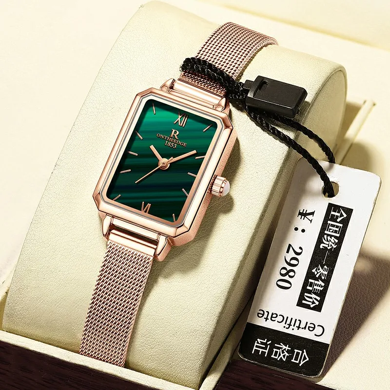 女性用グリーンダイヤルウォッチ,高級クォーツ時計,防水時計,新しいファッション