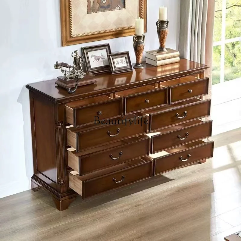 

American rural all-solid wood chest cabinet entry porch cabinet living room wall locker
